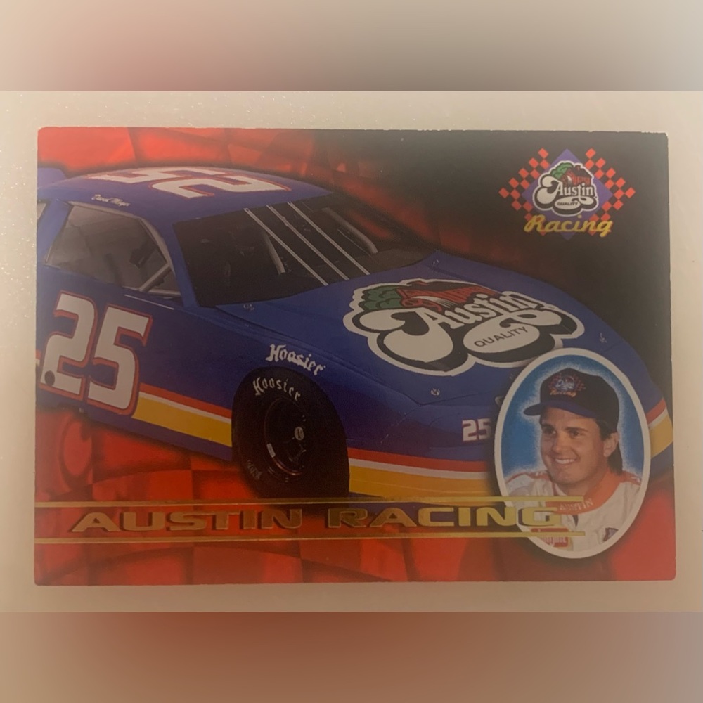 Source Unknown Austin Racing #25 Blue Trading Card with Red and Yellow Accents